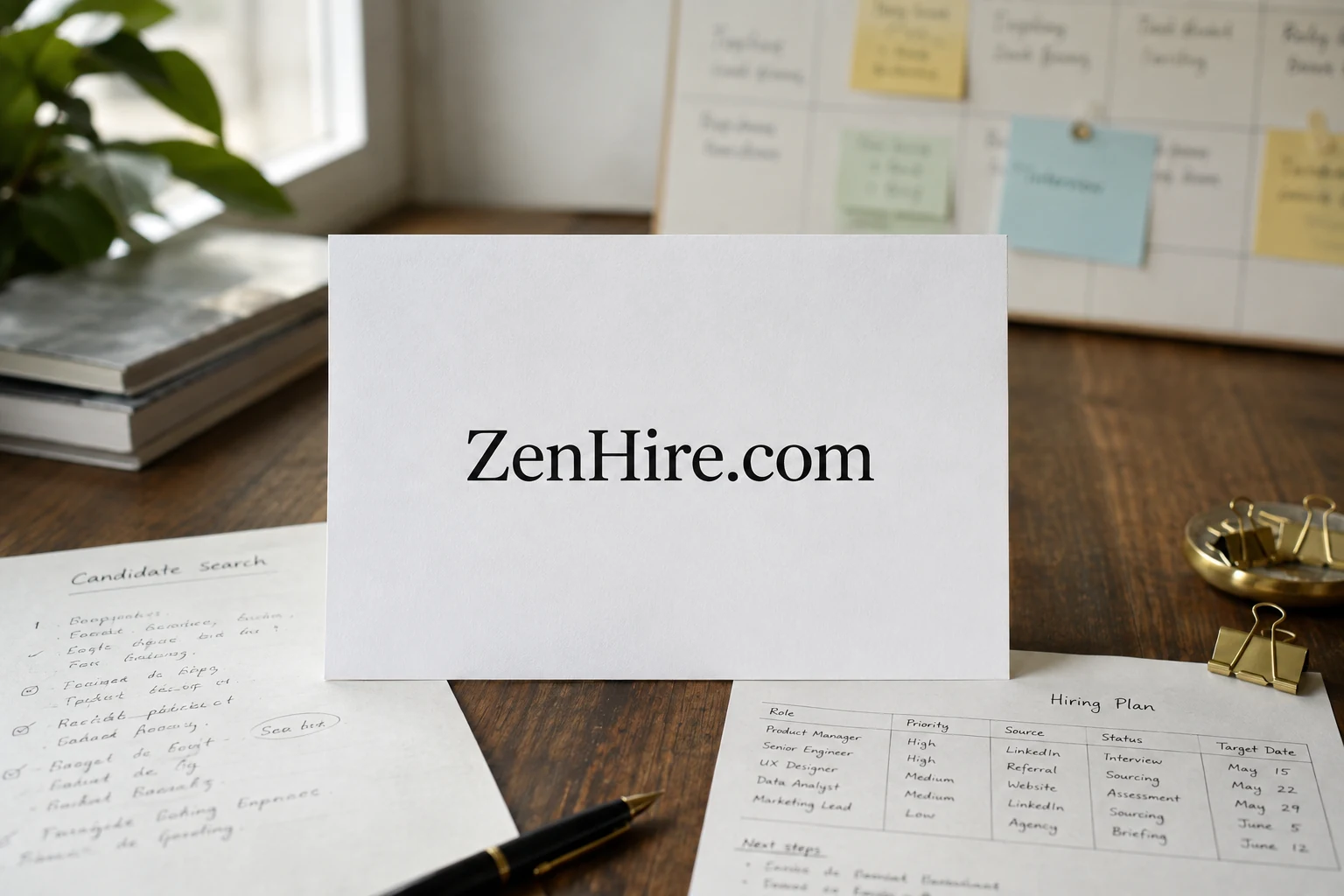 ZenHire.com recruiting notes and a structured search plan